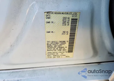 2014 Nissan Altima 2.5 z USA, uszkodzony, nr VIN 1N4AL3AP5EC202479